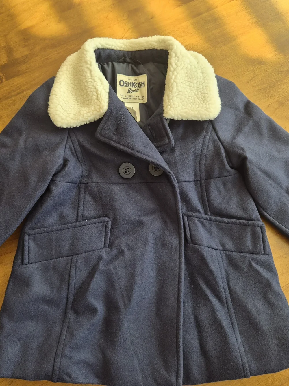 OshKosh B'gosh Navy Peacoat with Cream Sherpa Collar 3T